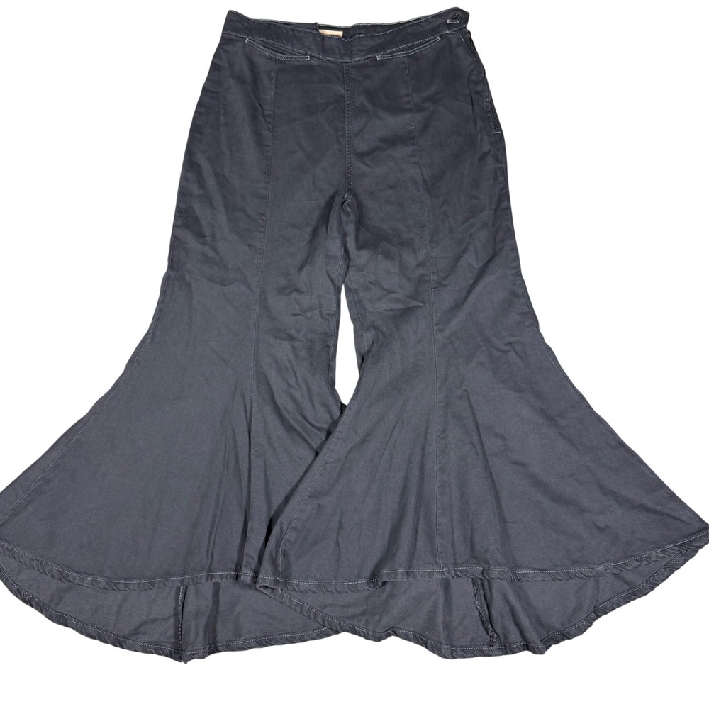 Free People Pants Womens Size 14 Black Extreme Flare Bell Bottoms Boho Stretch